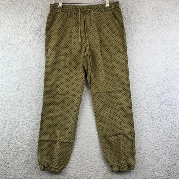 by Anthropologie Olive green and blue polka-dot joggers size XS - Picture 3 of 8